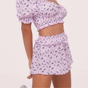 FOR LOVE AND LEMONS POINTELLE SLEEP SHORTS IN PURPLE FLORAL SIZE XS